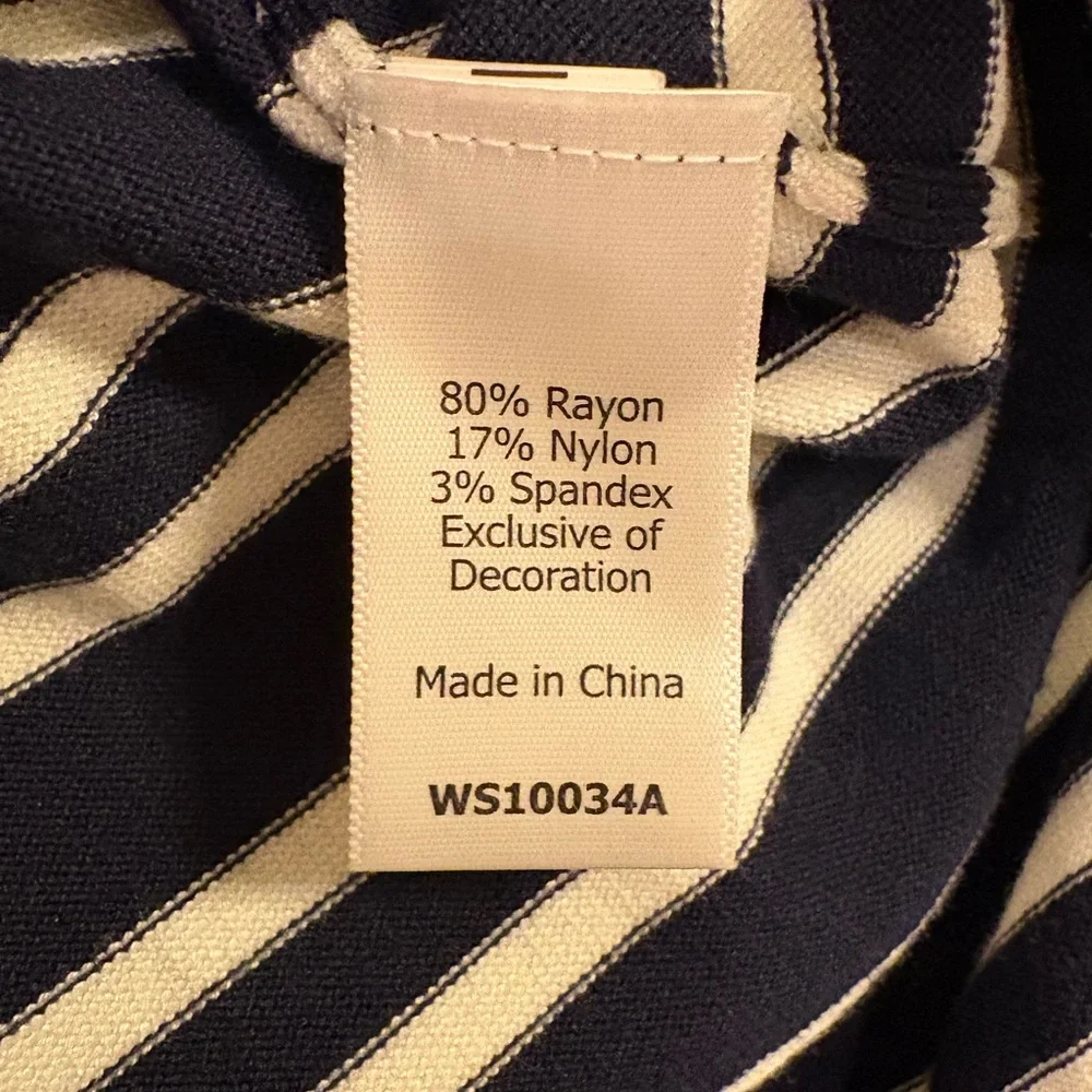 Market & Spruce Navy and White Striped Long Sleeve Fine Knit Sweater